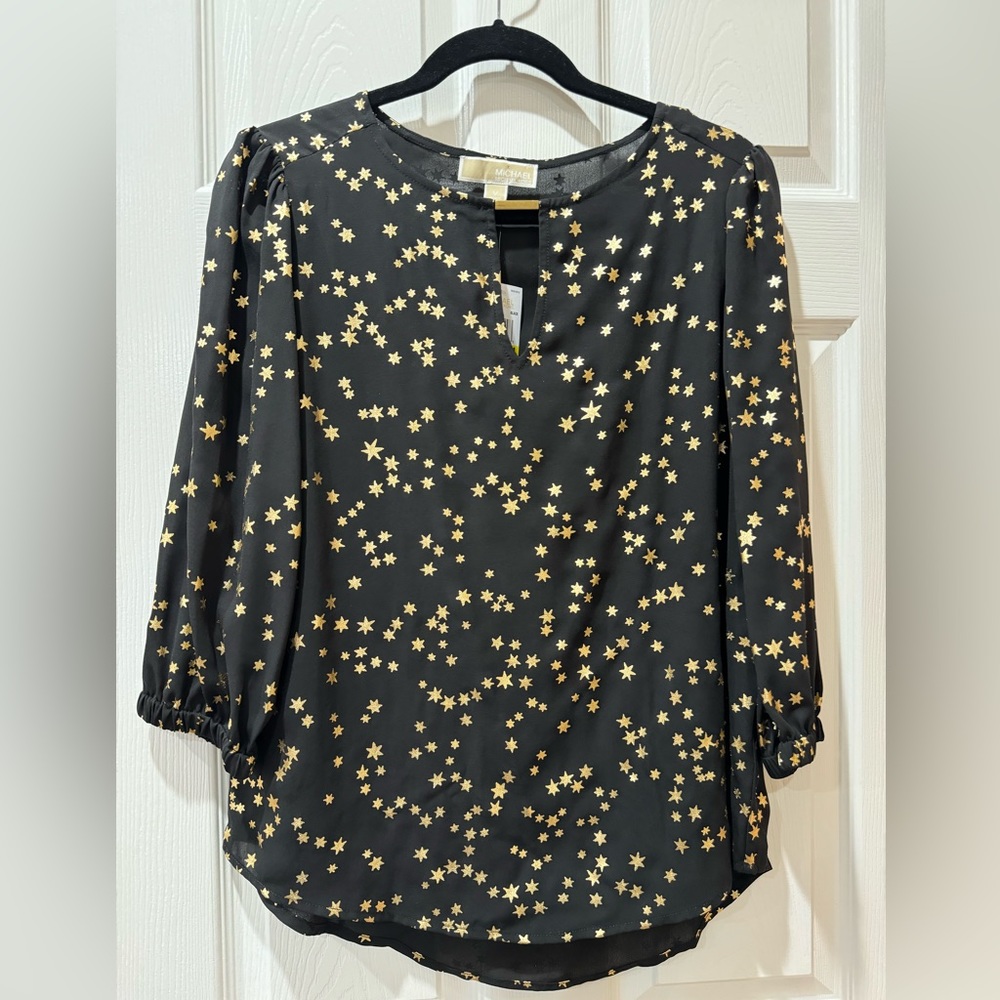 Michael Kors Black Metallic Star Blouse